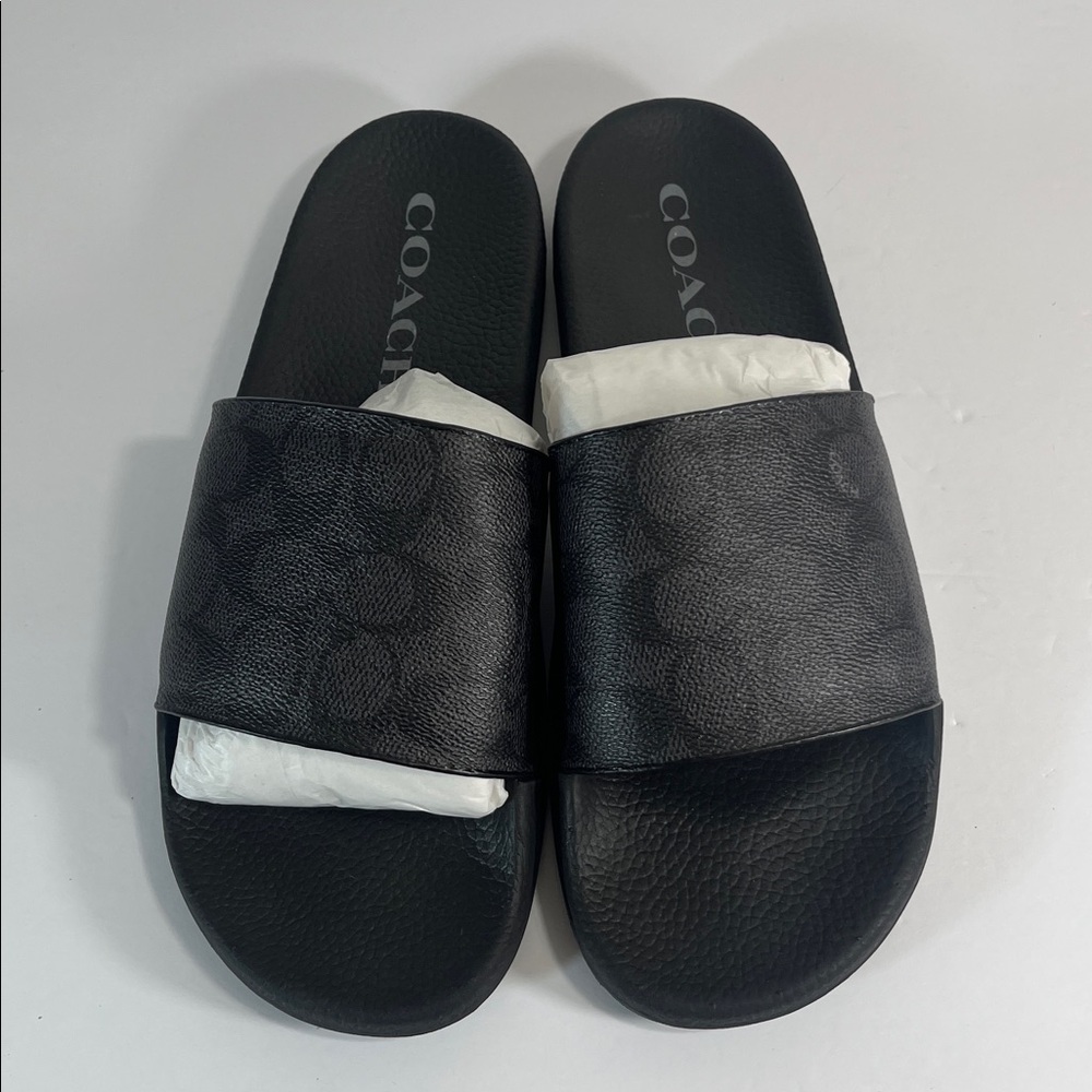 Coach Elegant Black Udele Signature Logo Slide Sandals women’s size 11 - Picture 3 of 11